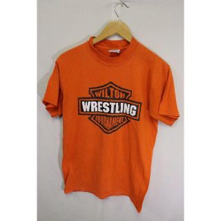 プロフ必読WILTON WRESTLINGプリントTシャツ/オレンジS(Tシャツ/カットソー(半袖/袖なし))