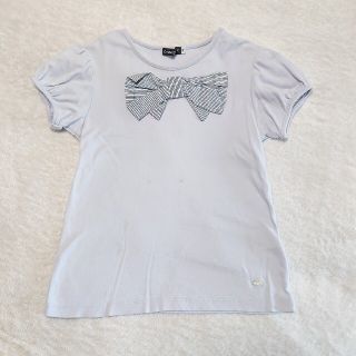 ベベ(BeBe)のBeBe ベベ Tシャツ ライトグレー ビッグストライプリボン 140(Tシャツ/カットソー)