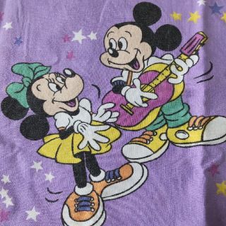 ディズニー(Disney)のミキミニ ベビー布団カバー☆片面 ビンテージシーツ ハンドメイド(生地/糸)