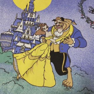 ディズニー(Disney)の美女と野獣 布団カバー☆片面 ビンテージシーツ ハンドメイド ベル(生地/糸)