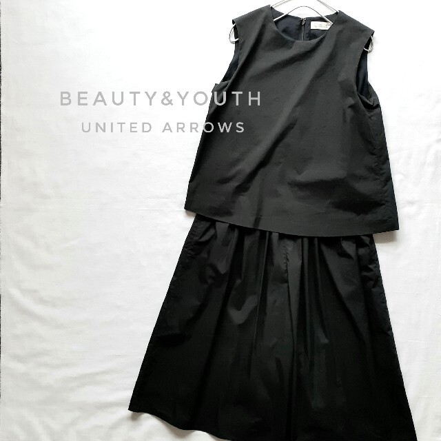 BEAUTY&YOUTH UNITED ARROWS(ビューティアンドユースユナイテッドアローズ)のオールインワン ビューティーアンドユース 黒 サロペット レディースのパンツ(オールインワン)の商品写真