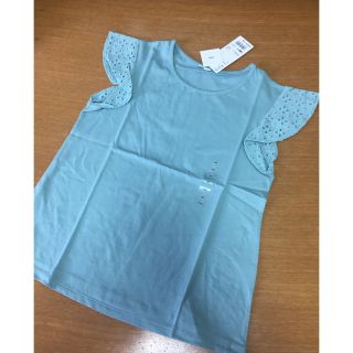 ユニクロ(UNIQLO)の【ユニクロ／UNIQLO】レースフリルクルーネックT◆140cmグリーン(Tシャツ/カットソー)