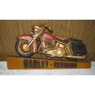 ハーレーダビッドソン(Harley Davidson)のUSA製・ヴィンテージ・木製彫刻・ハーレーダビッドソン・飾り物（＃HLY-9)(ノベルティグッズ)