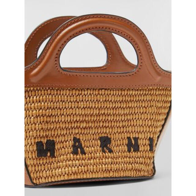 MARNI マルニ ラフィアトートバッグ マイクロバッグ  巾着付き 白×茶