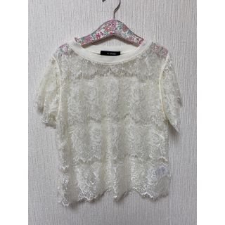 ダブルクローゼット(w closet)のwcloset  ホワイトレース　トップス✻ (カットソー(半袖/袖なし))