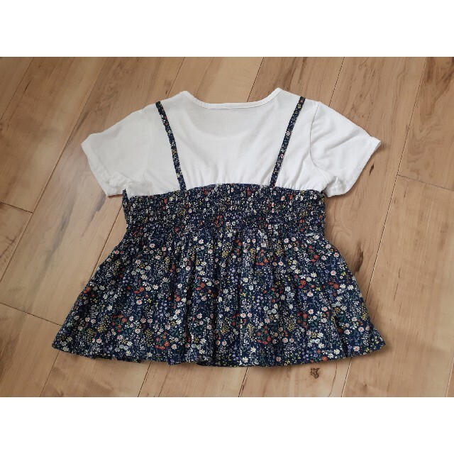 重ね着風花柄チュニック　140cm キッズ/ベビー/マタニティのキッズ服女の子用(90cm~)(Tシャツ/カットソー)の商品写真