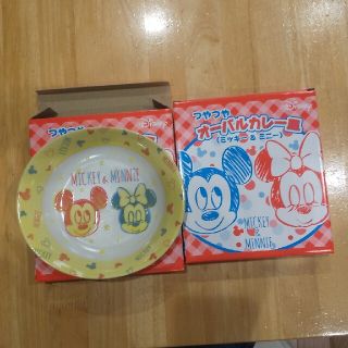 ディズニー(Disney)のつやつやオーバルカレー皿 ミッキー&ミニー 2枚セット(プレート/茶碗)