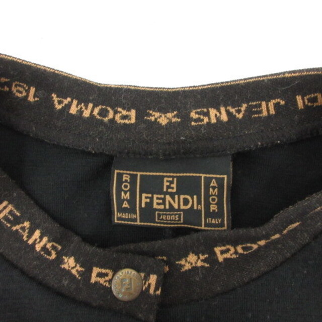 FENDI(フェンディ)のフェンディ カーディガン ニット 長袖 クルーネック ロゴボタン 38 M 黒 レディースのトップス(カーディガン)の商品写真