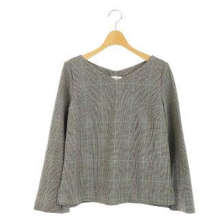 プラステ(PLST)のプラステ 18AW 長袖チェック カットソー Vネック ストレッチ S グレー(カットソー(長袖/七分))