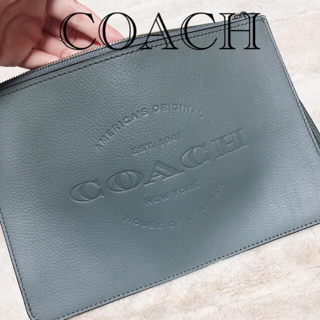 【新品未使用】COACH コーチ　クラッチバック　グレー　ロゴ