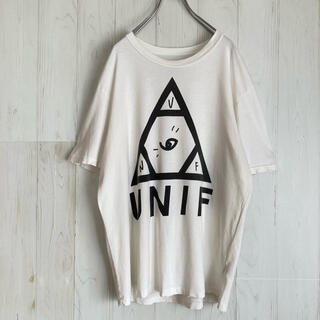 ユニフ(UNIF)のUSA製 ユニフ UNIF Tシャツ ダメージ加工 クラッシュ 古着 ビッグロゴ(Tシャツ/カットソー(半袖/袖なし))