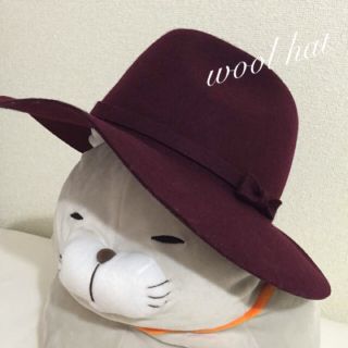 グローブ(grove)の《着画up》つば広 ウールハット color.ボルドー 〈秋冬におすすめ！〉(ハット)