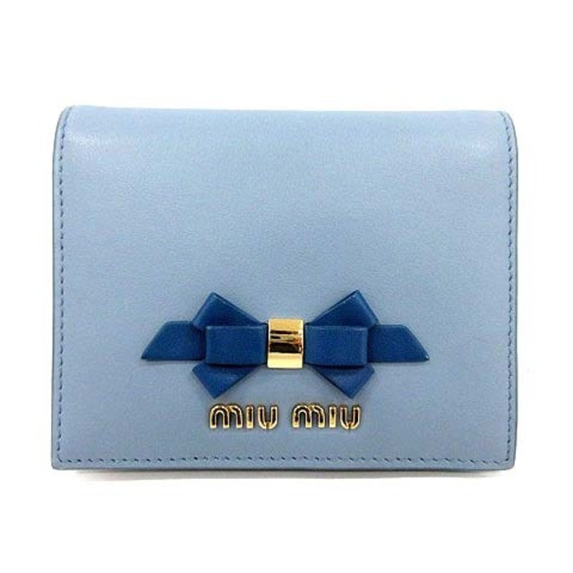 miumiu - ミュウミュウ 二つ折り財布 ミニ 小銭入れ リボン レザー