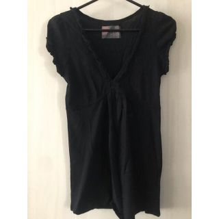 ザラ(ZARA)のZARA  黒Vネック半袖TシャツM(Tシャツ/カットソー(半袖/袖なし))