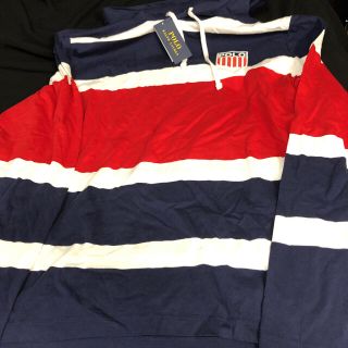 ポロラルフローレン(POLO RALPH LAUREN)のpolo ラルフローレン ロンT フード　ボーダー　復刻ロゴ　Lサイズ ネイビー(Tシャツ/カットソー(七分/長袖))