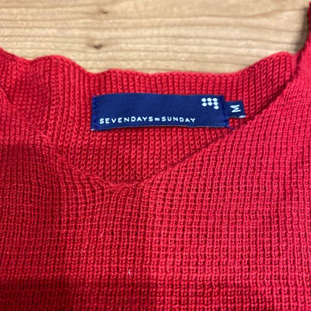 SEVENDAYS=SUNDAY(セブンデイズサンデイ)の赤　セーター　Mサイズ レディースのトップス(ニット/セーター)の商品写真