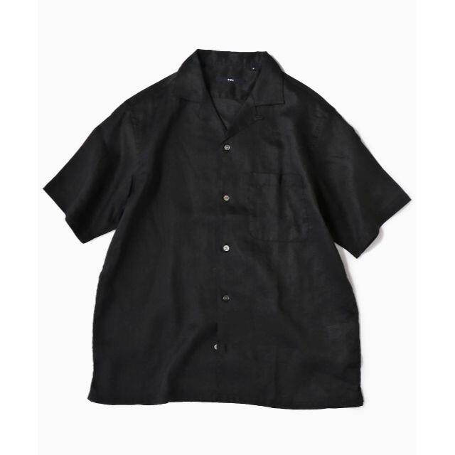 SHIPS(シップス)の【未使用】リラックスシルエットラミーオープンカラーシャツ BLACK シップス メンズのトップス(シャツ)の商品写真