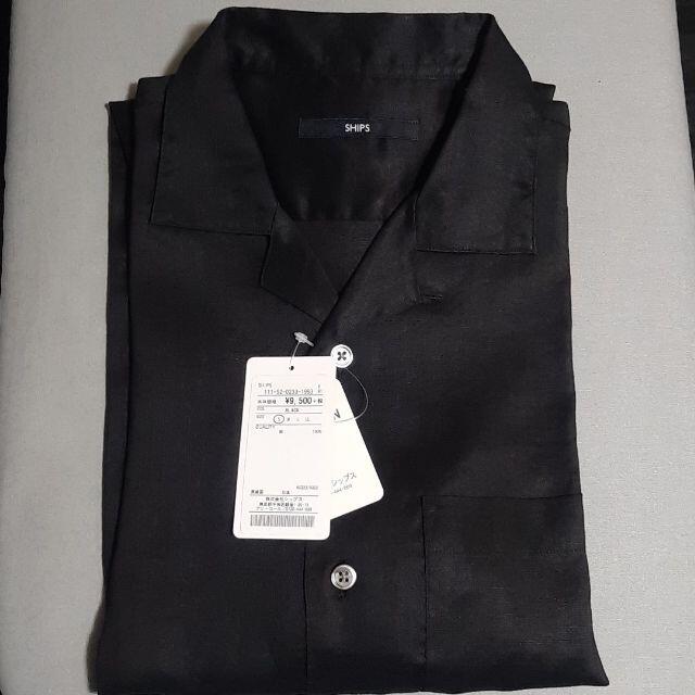 SHIPS(シップス)の【未使用】リラックスシルエットラミーオープンカラーシャツ BLACK シップス メンズのトップス(シャツ)の商品写真