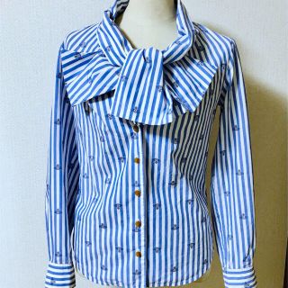 ヴィヴィアンウエストウッド(Vivienne Westwood)のmina様専用最終お値下げ！ヴィヴィアンウエストウッド長袖リボンストライプシャツ(シャツ/ブラウス(長袖/七分))