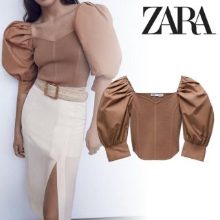 ザラ(ZARA)のandGIRL掲載＊ZARA ポプリンスリーブニットトップス(シャツ/ブラウス(長袖/七分))