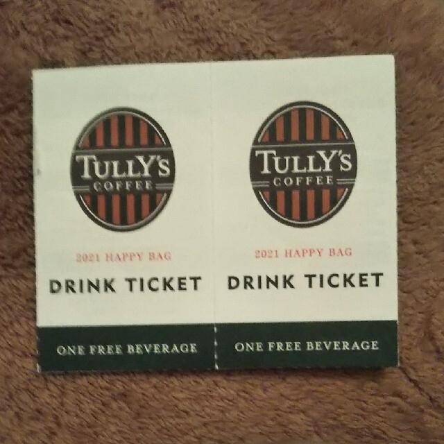 TULLY'S COFFEE(タリーズコーヒー)のtully's drink ticket×2枚　6/24まで❢❢ チケットの優待券/割引券(フード/ドリンク券)の商品写真