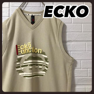 エコーアンリミテッド(ECKŌ UNLTD（ECKO UNLTD）)のエコー ファンクション スウェット ベスト 刺繍ロゴ ベージュ アースカラー(ベスト)
