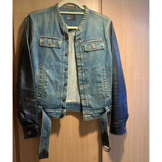 13AW saint  laurent サンローラン  袖レザーデニムジャケット