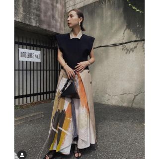 アメリヴィンテージ(Ameri VINTAGE)のAmerivintageアートスカート　LOUISE ART SKIRT(ロングスカート)