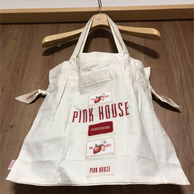 PINK HOUSE(ピンクハウス)の☆ケイト様専用　新品　ピンクハウス  リボン　いちご　エコバッグ レディースのバッグ(エコバッグ)の商品写真