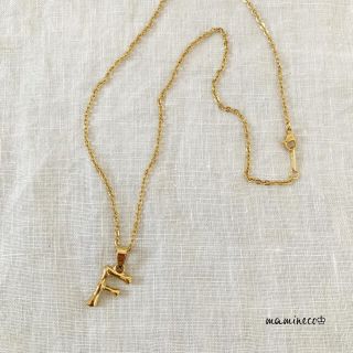 new!!ステンレス製 イニシャルFネックレス 2面カット小豆チェーン 幅2mm(ネックレス)