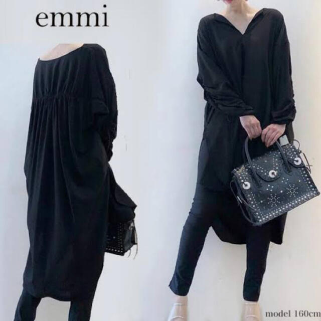 emmi atelier(エミアトリエ)のぷ様専用⭐️emmi バックギャザー　ロングシャツ、ワンピース レディースのワンピース(ロングワンピース/マキシワンピース)の商品写真