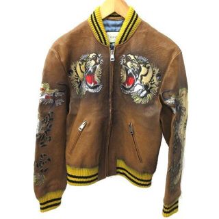 グッチ(Gucci)のグッチ ボンバー ジャケット オールレザー スタジャン タイガーUSED加工 S(スタジャン)