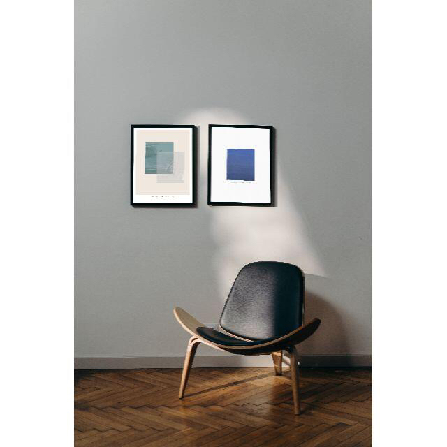 【アートポスター】ニュアンス　ブルー　抽象画　選べるサイズ　おしゃれ ハンドメイドのインテリア/家具(アート/写真)の商品写真
