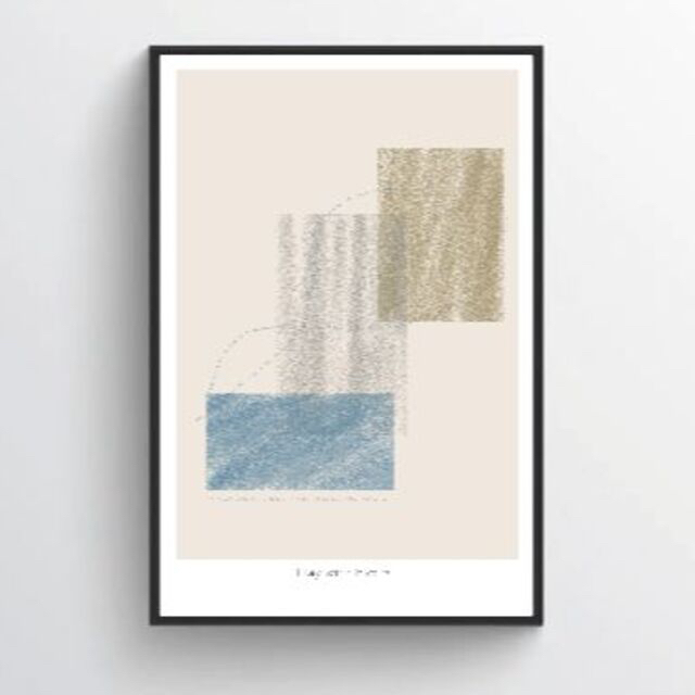 【アートポスター】ニュアンス　ブルー　抽象画　選べるサイズ　水彩画 おしゃれ ハンドメイドのインテリア/家具(アート/写真)の商品写真