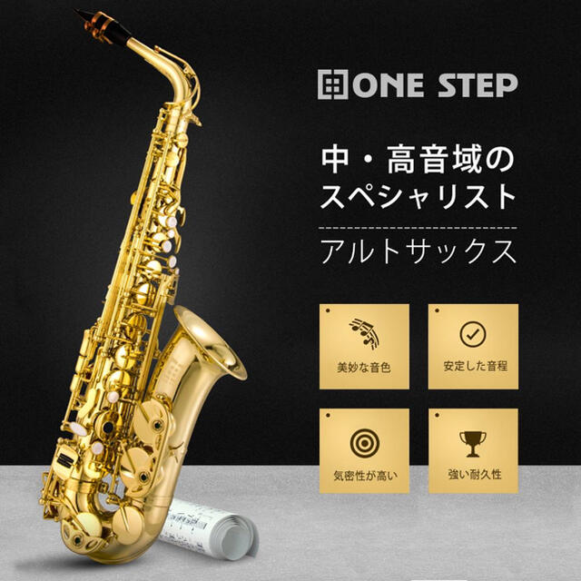 アルトサックス11点セット E Saxophone ゴールドラッカー ケース付き 楽器の管楽器(サックス)の商品写真