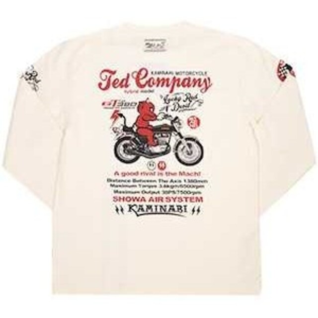 TEDMAN(テッドマン)のﾃｯﾄﾞﾏﾝ×ｶﾐﾅﾘﾓｰﾀｰｽ/GT380/ﾛﾝT/白/tdkmlt- 111 メンズのトップス(Tシャツ/カットソー(七分/長袖))の商品写真