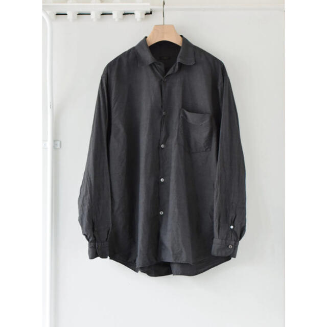 21ss comoli コモリ ウールシルクシャツ サイズ3 チャコール - www