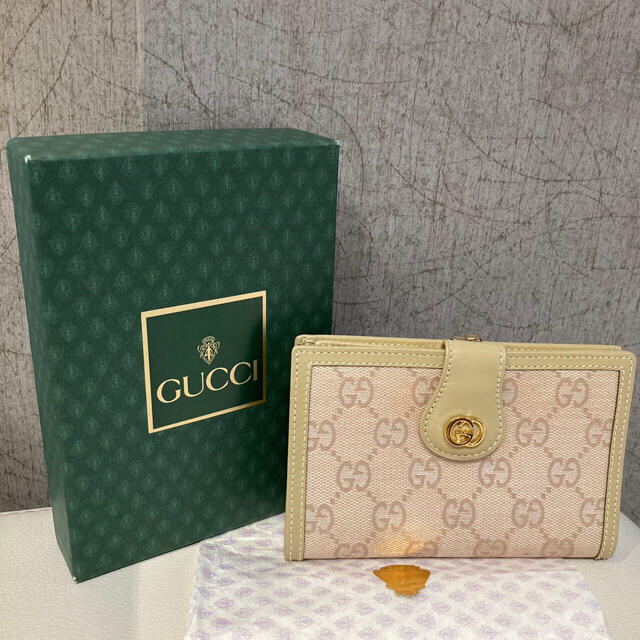 GUCCI オールドグッチ GGキャンバス 二つ折り財布 白 ホワイト