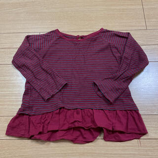 ザラキッズ(ZARA KIDS)のZARA girl 110 裾フリルボーダーカットソー　長袖　薄手(Tシャツ/カットソー)