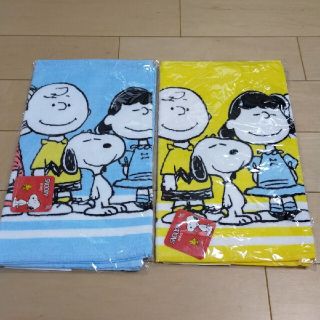 スヌーピー(SNOOPY)のスヌーピーデイリータオル　ブルー&イエロー　二枚組(タオル)