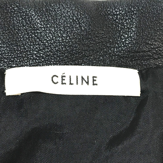 celine(セリーヌ)のセリーヌ CELINE 革ジャン ライダースジャケット レザー ブラック 美品 レディースのジャケット/アウター(ライダースジャケット)の商品写真