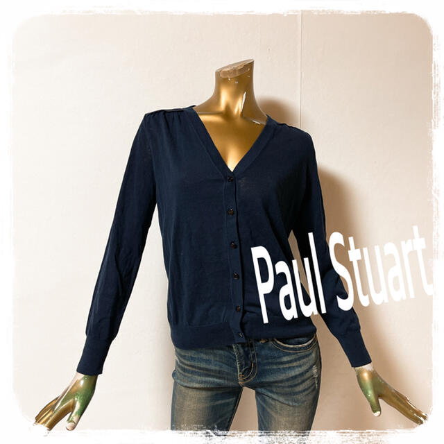 Paul Stuart(ポールスチュアート)のPaulstuart ♥ Vネック 切替 薄手 カーディガン レディースのトップス(カーディガン)の商品写真