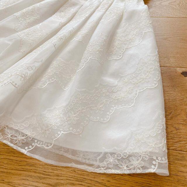 新品 トッカバンビーニ ワンピース ドレス 白 レース 刺繍 110㎝ 4379