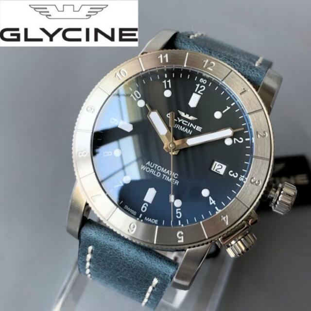 【新品】GLYCINE AIRMAN グリシン レザー メンズ腕時計 グライシン | フリマアプリ ラクマ