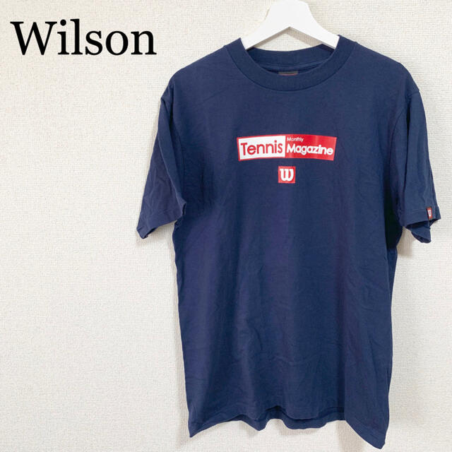 wilson(ウィルソン)のwilson ウィルソン Tシャツ メンズ 紺色 ロゴマーク 古着 テニス メンズのトップス(Tシャツ/カットソー(半袖/袖なし))の商品写真