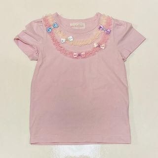 美品　panpantutu チュールリボントップ　ジュエリー ピンクラベンダー (Tシャツ/カットソー)