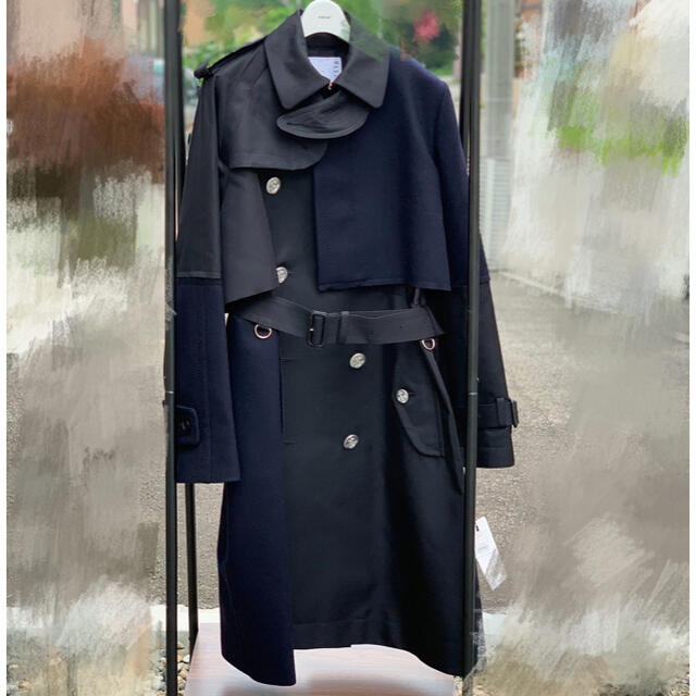 sacai(サカイ)のsacai 20aw ドッキング　コート　ブラック　サイズ1 メンズのジャケット/アウター(トレンチコート)の商品写真