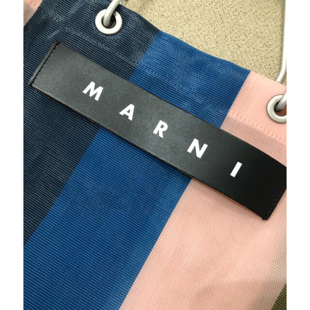 【MARNI】 マルニ フラワーカフェ ストライプバッグ ナイトブルー