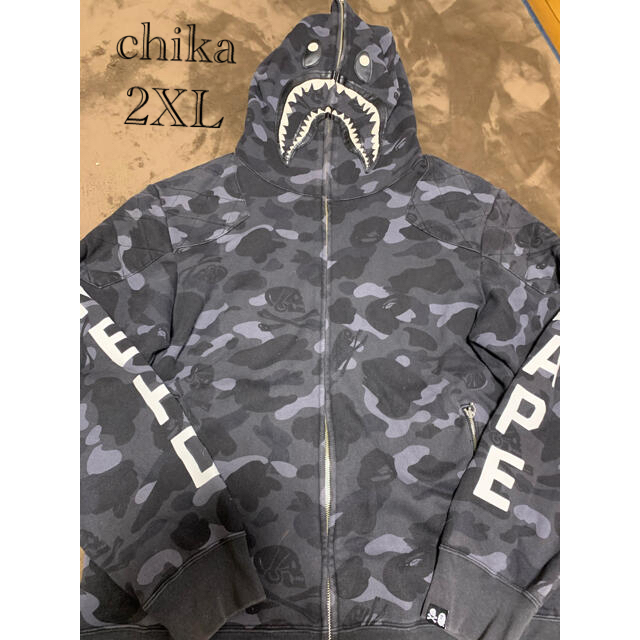 激安XXL！ BAPE×neighborhoodカモシャークパーカー