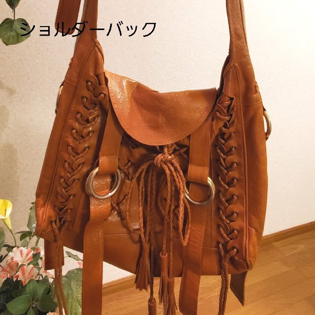 グレースコンチネンタル ショルダーバック 皮 茶色 大きめバッグ